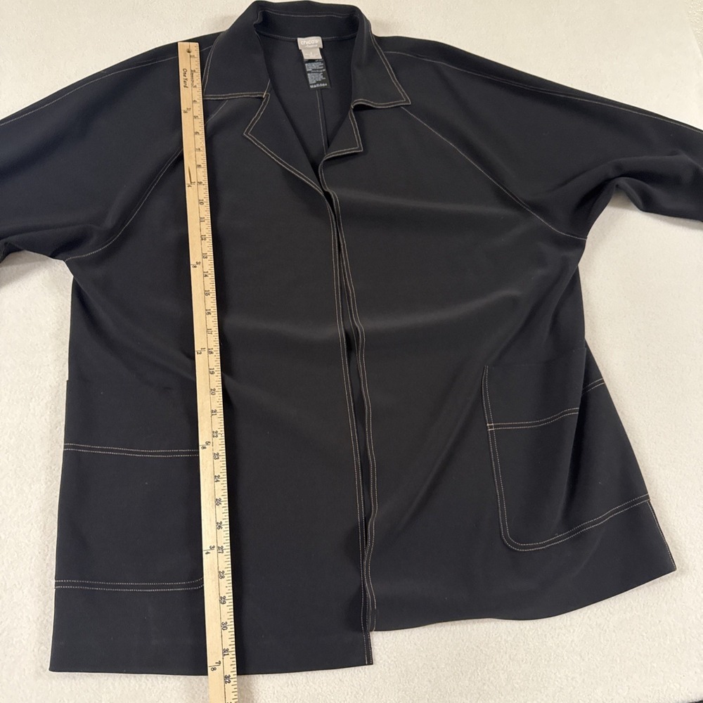 Chico Travelers Black Jacket Size 2 12/14 Pockets Staple Capsule Flowy Comfort - Picture 7 of 9